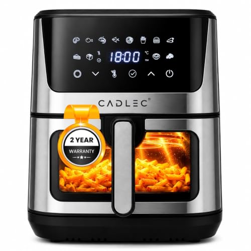 Cadlec AirPulse 2100W Digital Air Fryer | 360° Rapid Air Circulation, 12 Preset Menus, Touch Control Panel, 8L Non-Stick Basket, Low Oil Cooking, 2-Year Warranty, Silver