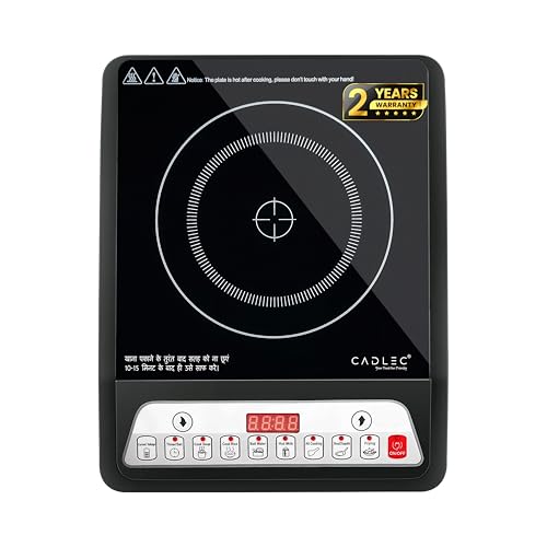Cadlec CookBlaze 2000W Induction Cooktop with Crystal Glass | 7 Cooking Modes, Auto Shut-Off, Over-Heat Protection, LED Display, BIS Approved, 2-Year Warranty | Black