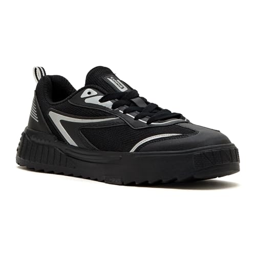 Campus Men's Static BLK/Silver Sneakers - 6UK/India 1 Pair