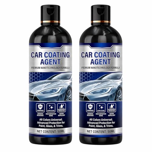 Car Coating Agent 9H Ceramic Coating Liquid, Hydrophobic Scratch Resistant, High Gloss Car Polish for Paint Protection, 50ml Pack of 2