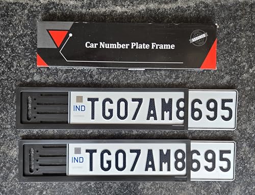 Car Number Plate Frame for Vehicle Registration, Black and Grey