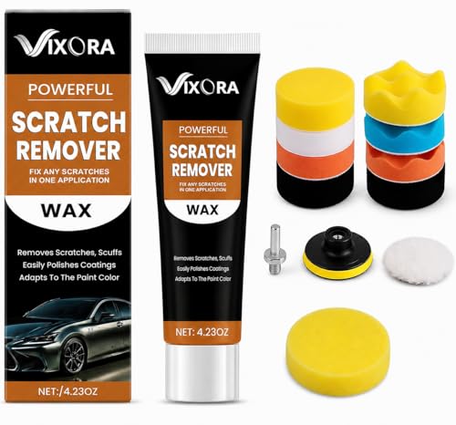 Car Scratch Removal, Car Scratch Remover Paste Wax, Paint Scratch Remover, Dent Remover, Car Rubbing Polish Scratch Removal with 3 Inch Car Foam Drill Buffing & Polishing Pads Kit (11 Pcs), Drill Polisher Attachment Set for Car Cleaning, Waxing, Sealing Glaze & Scratch Removal