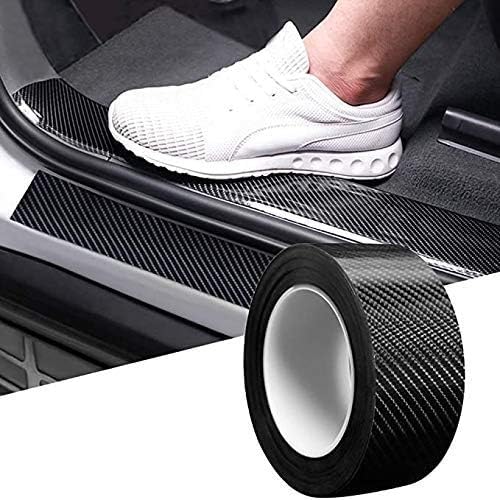 Car Sticker Carbon Fiber Rubber,Entry Guard Protector Strip Car Door Sill Protector,Bumper Door Guard Scuff Plate Protectors Tape Anti-Scratch Step 5 M Polyvinyl Chloride (5Cm X 5Meter) (Black)