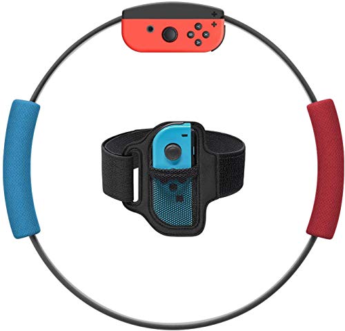 Careflection Ring-Con Grips and Leg Fixing Strap for Nintendo Switch Game, Non-Slip Grips Adjustable Leg Fixing Strap Set Kit for Switch Joy-Con Fit Adventure Game. NOT Include Ring-Con (Red and Blue)