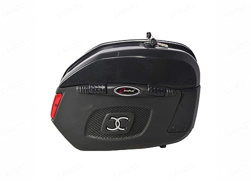 CARIZO Bike Side Luggage Box Black 18 Ltrs with Lock and Reflector Compatible with Honda Hness CB350