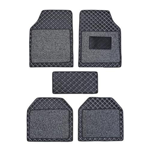 CARNEST 7D Car Floor Mats Compatible with -Honda Jazz (2014-2018) All Model, Set of 5 Pcs, 100% Waterproof Luxury Leather Triple-Stitch Car Foot Mat with Detachable Grass, Black