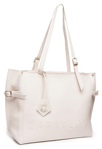 Carrylux Women's Soft PU Tote Bag | Large Single Compartment Shoulder Handbag with Adjustable Strap | Office, College & Casual (Cream)