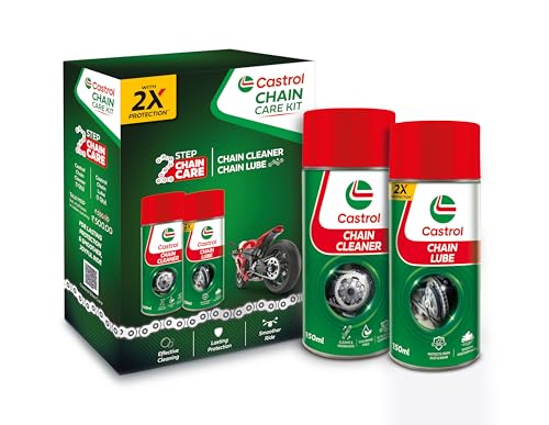 Castrol Chain Lube for Bikes (150ml) | Protects Chain from Wear and Corrosion | Excellent Lubrication + Chain Cleaner for Bikes (150ml) | Instantly Loosens Oil, Grease and Dirt