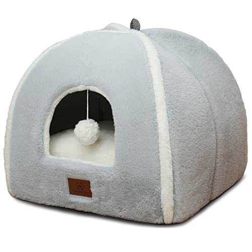 Cat Bed for Indoor Cats - Cat Cave Bed Cat House Cat Tent with Removable Washable Cushioned Pillow, Soft and Self Warming Kitten beds,Cat Beds & Furniture,for Small and Medium Pet Bed.
