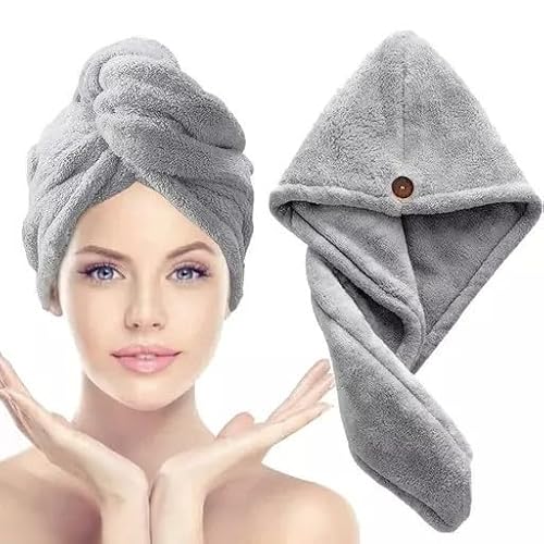 CB HOME Hair Towel Wrap for Women | Quick-Dry Microfiber Hair Turban with Elastic Loop | Super Absorbent Hair Drying Towel for Ladies & Girls Multicolor (Pack of 1)