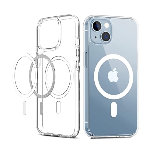 CEDO Magfit Backcover for iPhone 13/14 | Mag-Safe Wireless Charging | Designed with Magnetic Lock Shockproof Phone Bumper Transparent Back Case Cover (Transparent)