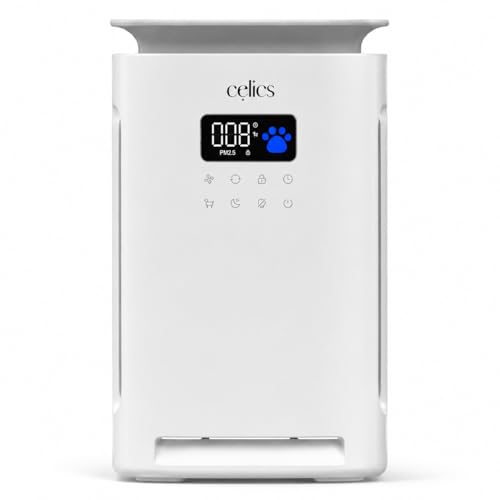 Celics Aura Smart Air Purifier for Home & Office Up to 1650 Sq Ft | Goolgle & Alexa | 5-Stage True HEPA H13 Filtration | Real Time AQI | SmartLife App Wifi | Pet Mode | Aromatherapy | Powerful Mode