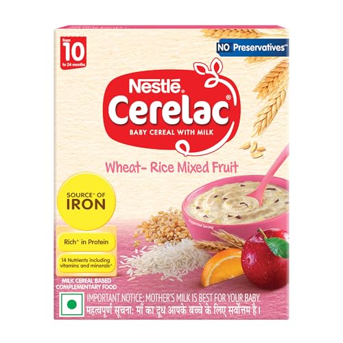CERELAC Baby Food Cereal | No Preservatives | Wheat Rice Mixed Fruit for 10 to 24 Months Baby | Source of Iron & Protein for Babies | Instant Cereal | 300g