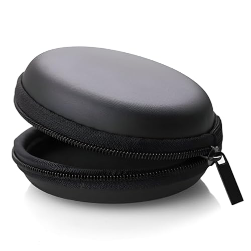 Cerlink Earphone Case Heaphone Pouch Cover Leather Carrying Case for Earphones, Headset, Pen Drives, SD Cards, All Mobile Accessories-Black (Pack of-1)