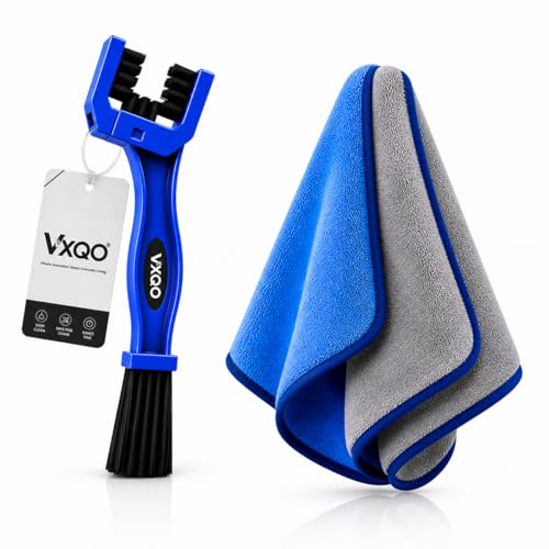 Chain Cleaning Brush with Microfiber Cloths | 2-in-1 Bike & Motorcycle Chain Cleaner | Heavy Duty Nylon Bristles | Ideal for Bicycle, Bike & Cycle Maintenance