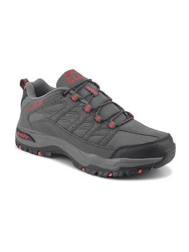 CLD Trekking Shoes for Man Outdoor Hiking Shoes for Man high Neck Shoe for Men Anti Skid Trekking Boots Water Repellent Tracking Shoe for Men Breathable Hiking Boots (D.Gry-RED_8)