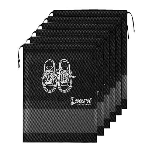Cockatoo Shoe Bag for Travel Bag for Men & Women, Shoe Cover for Storage at Home Gym Reusable Travelling Accessories, Organizer Pouch Footwear Bags for Travelling-Pack of 6(13 x 17.32 Inch)