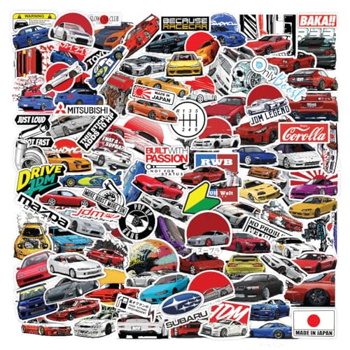 CodersParadise 55-Piece JDM Car Sticker Pack | Waterproof, Residue-Free Japanese Racing Car Stickers for Laptop, Journal, Bike Helmet, Guitar, Mobile Case