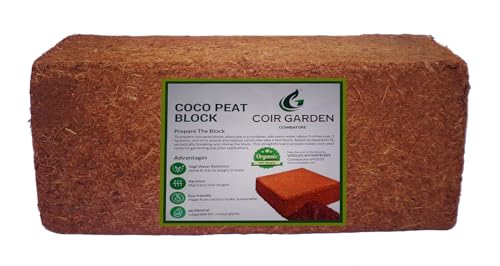 COIR GARDEN - Cocopeat Block 650 GMS(Pack of 1) - Expands Upto 3 kg - Soil Manure Potting Mixture for Terrace and Kitchen Gardening
