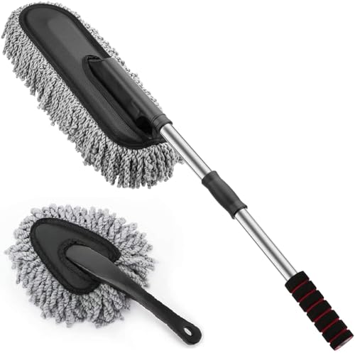 Combo 2 PCS Super Soft Microfiber Car Cleaning Brush Ideal As Mop Duster|Car Duster Exterior with Extendable Handle|Multipurpose Dust Cleaner Car Wash Brush for Home, Office,Car (Pack of 2)