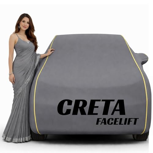 Cool-Cover Grey 100% Waterproof Creta Facelift Car Cover | Polyester Car Body Covers for Rain & Sun | UV Protection, Dustproof, Scratch Resistant, Windproof, Heat Resistant, Vehicle Custom Fit