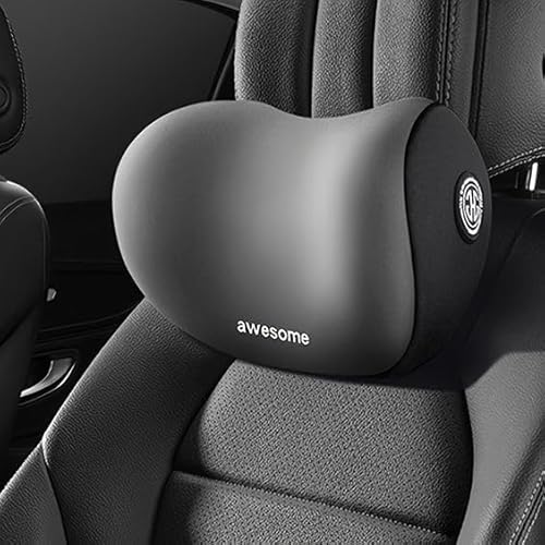 CRENTILA Car Neck Pillow,Neck Pain Relief for Long Drive Car Seat Back Head Rest Memory Foam Pillow for Driving with Adjustable Strap,and Breathable Removable Cover (Black)