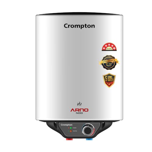 Crompton Arno Neo 5 Litres instant water heater (Geyser) with 3 Level Advance Safety and Food grade technology|Rust proof Body | 5 years tank warranty | 2 years element warranty