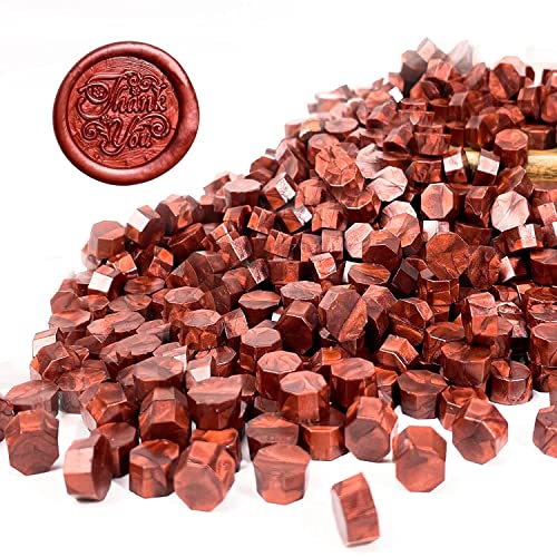 Curated Cart Wax Seal Beads – 50PCS Red Octagon Beads for Wax Sealing Letters, Invitations, Envelopes, and Craft Projects