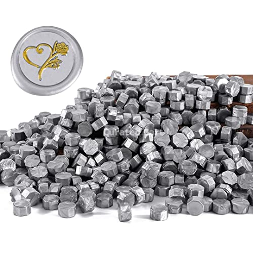 Curated Cart Wax Seal Beads – 50PCS Silver Octagon Beads for Wax Sealing Letters, Invitations, Envelopes, and Craft Projects