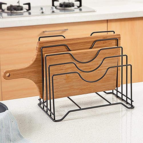 Daesyn Deal Pan and Pot Lid Organizer Rack Holder Multifunctional Kitchen Cookware Chopping Board Organizer Space Saving Storage Rack Kitchen Utensils Tool - Black