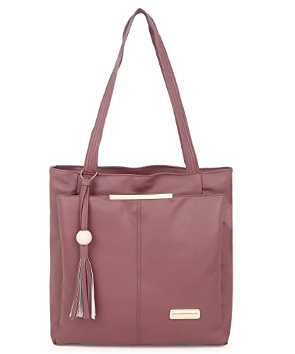 DaisyStar Women Fashion Tote Purses Stylish Ladies Women and Girls Zip Pocket Canvas Handbag for Office Bag Ladies Travel Shoulder Bag Tote for College Girls Handbag_Variation_10 (Light Maroon)