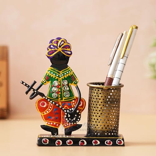 Dartistry Handcrafted Rajasthani Musician Small Pen Holder | Pencil Holder | Small Gifts