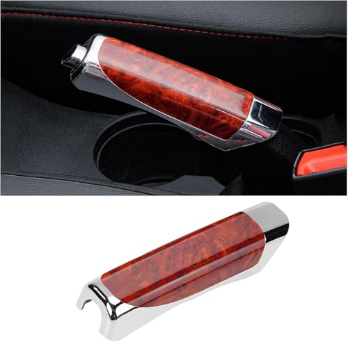 DASHDYNAMO Carbon Fibre Car Handbrake Cover | Anti Slip Car Handbrake Protector Grip | Interior Car Accessory | Parking Brake Cap with Grip | Universal Fit for Hondaa Amazee (Wood)
