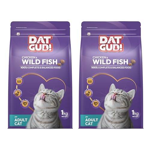 DatGud Adult Dry Cat Food, Chicken & Wild Fish with Antarctic Krill, 2 kg (1 kg + 1 kg Free) | Complete & Balanced Nutrition | Antioxidants for Immunity | Taurine for Heart & Vision | Easy to Digest