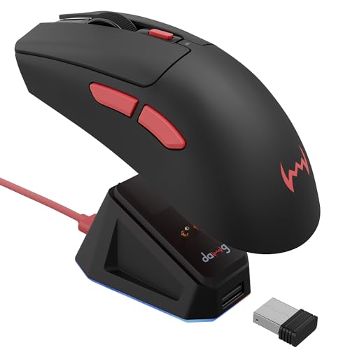 daWg Slay 50, 12000 DPI Wireless Gaming Mouse, PixArt 3311, 80Hrs* Backup, 1000Hz, 65gm Lightweight, 300IPS, 35G Acceleration, 6 Buttons, 20M Switch, RGB Charging Dock, Tri-Model (Black)