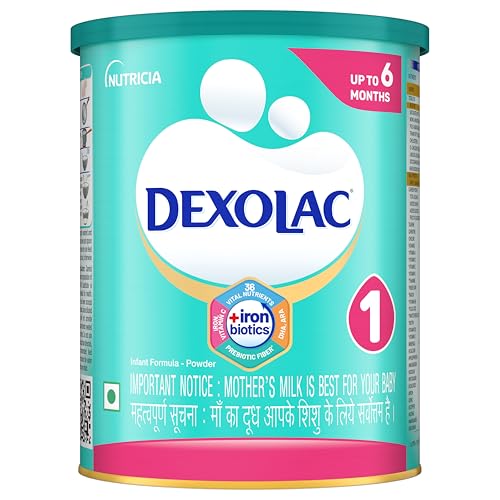 Dexolac Stage 1 Infant Milk Formula Babies - (0-6 months) - with Iron Biotics, DHA & other Vital nutrients - 400 g - Tin Pack
