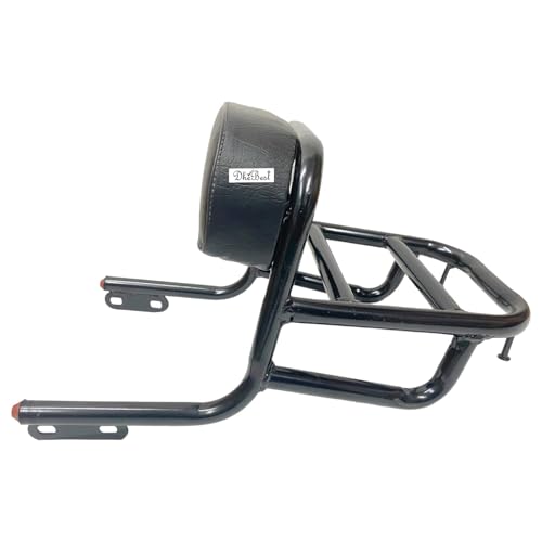 Dhe Best Bike Heavy Duty Bullet Backrest Support Pillion Cushion Harley Style Metal Bar Back Rest Black Compatible with RE Standard 350 Twin Spark