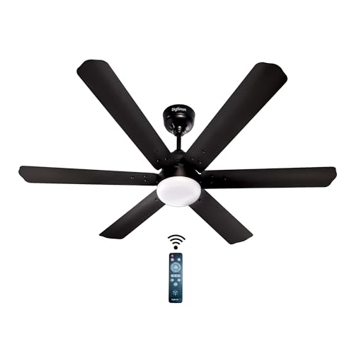 DIGISMART Autum Hexa 1200mm BLDC Ceiling Fan with LED Light & Remote | 28W BEE 5 Star Energy Saving Fan | High Air Delivery 6 Blade Ceiling Fan | Silent Operation | Timer Function | Smoke Brown