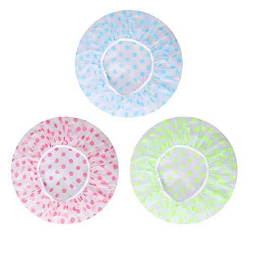 DME SALES Shower Cap, 3 Pcs Waterproof Reusable Shower Caps Bath Hair Hat for Women Men Kids (Multicolor)