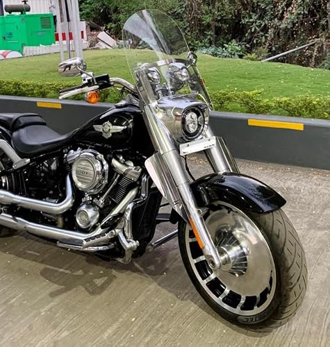 DMotoTech- Cruiser Motorcycle Windshield Compatible with for Harley Davidson Fatboy 114(2018-2024)
