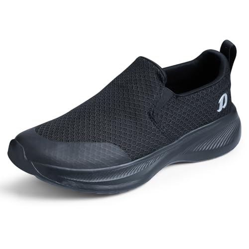 DOCTOR EXTRA SOFT Men’s Running & Walking Shoes| Lightweight Comfortable Slip-On Sports Sneakers, Memory Foam Cushion, Breathable Mesh, Anti-Slip Flexible Gym Training Gents Boys D-2011 Black