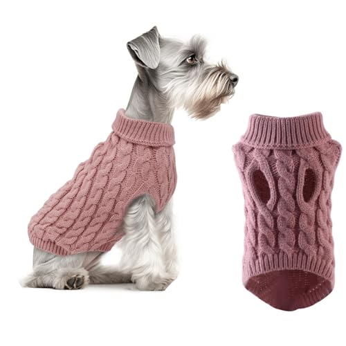 Dog Jumper, Small Dog Jumper for Dachshund and Puppy, Soft Knit Dogs Christmas Sweater, Perfect for Indoor and Outdoor Activities, Pink Color for 4-5kg Pets