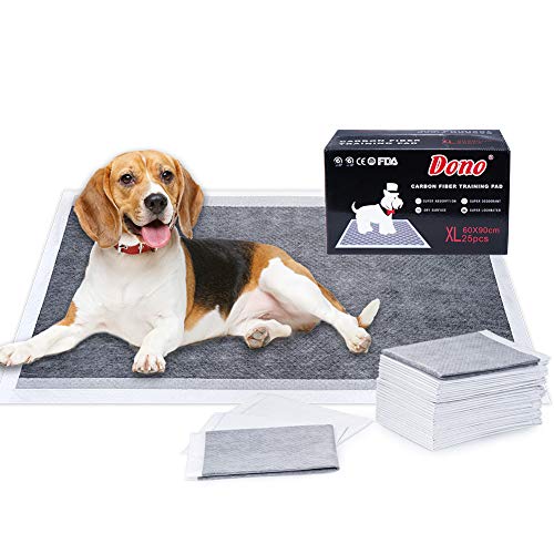 Dono Pet Training Carbon Puppy Pads Dog Wee for Deodorizing Odor Elimination Mats with Charcoal Polymer Technology Puppies House Train Piddle (XL 25Count)