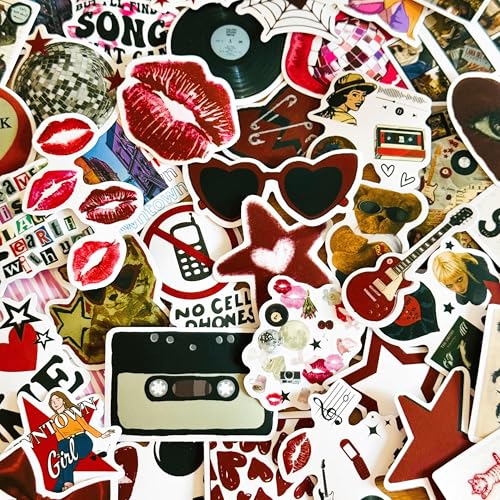 Downtown Girl Aesthetic Stickers Pack – 21+ Retro Music Vinyl Pop Cute Stickers for Scrapbook, Laptop, Wall, Diary, Guitar, Phone, Journal – Waterproof Vinyl Decals for Girls & Teens (21+ Pcs)