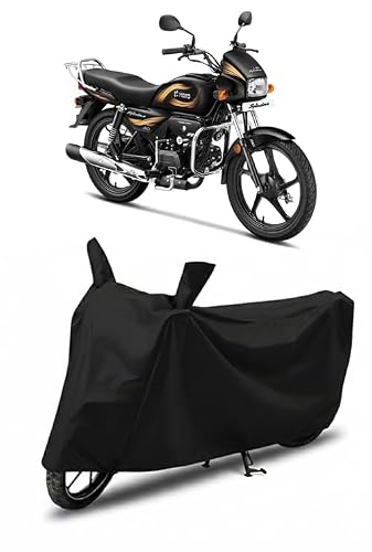 DRAKOWISH Waterproof Bike Cover for Hero Splendor Plus | All Weather Protection from Rain, Dust, UV Rays & Scratches with Mirror Pockets & Buckle Belt | Splendor Bike Cover