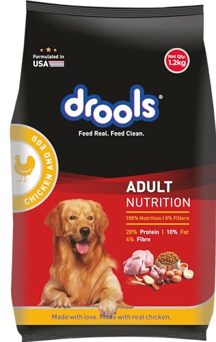 Drools Adult Dry Dog Food 1.2kg | Chicken & Egg Flavour | Omega 3 & 6 for Growth | Better Digestibility | Supports Joint Health