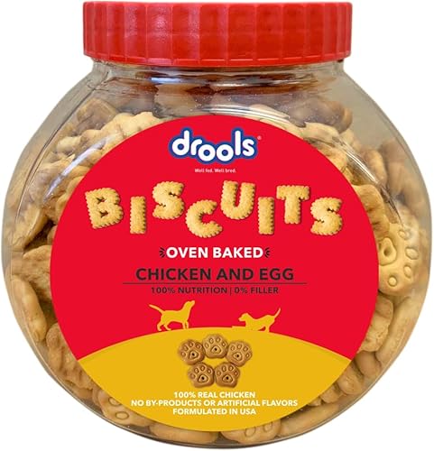 Drools All Life Stages Dog Treat Biscuits 400g Jar | Real Chicken Flavour | All Breed Formula | Promotes Lustrous Skin & Coat | Vitamins & Minerals | Reduces Tartar Build Up