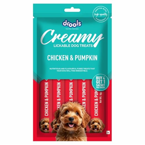 Drools All Life Stages Dog Treats Creamy 5 Sticks Tasty & Nutritious Snack for All Breeds (15g x5) 75g | Chicken & Pumpkin Flavour | Ideal for Training | Supports Hydration | Boost Muscle Health