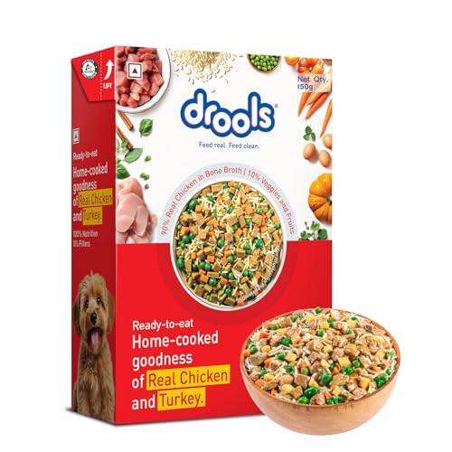 Drools Dog Fresh Food Tetra Pak Chicken & Turkey, for Adult & Puppy, 150g | High Protein, 90% Real Meat | No Preservatives | Retains Freshness & Flavours | Ready to Serve | One Pack Per Meal