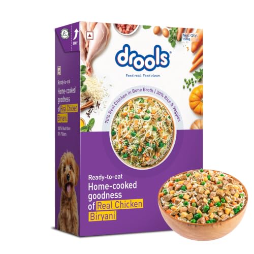 Drools Dog Fresh Food Tetra Pak Real Chicken Biryani, for Adult & Puppy, 150g | High Protein, 90% Real Meat | No Preservatives | Retains Freshness & Flavours | Ready to Serve | One Pack Per Meal
